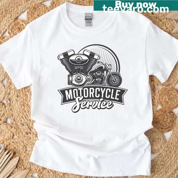 T-shirt with motorcycle and engine service design