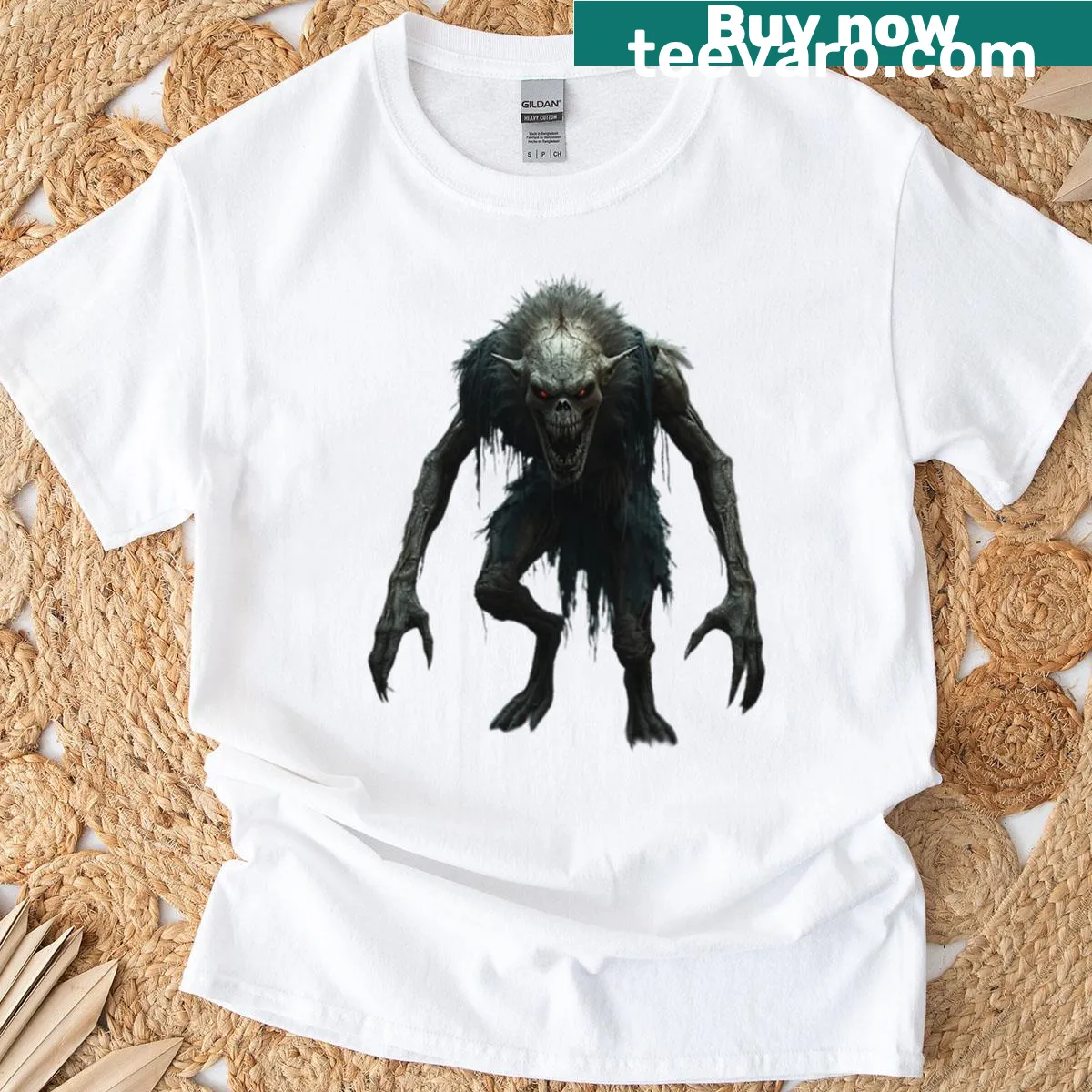 Illustration of Mourndane the Gravehowler on T-shirt — on a men's t-shirt