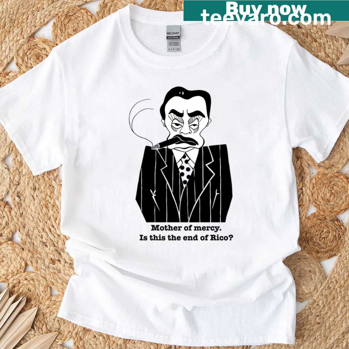 Oversized T-shirt featuring fan art of iconic gangster Edward G. Robinson — on a men's t-shirt