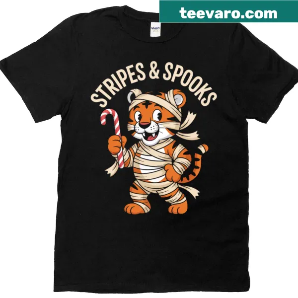 Cute tiger wrapped as a mummy on a T-shirt