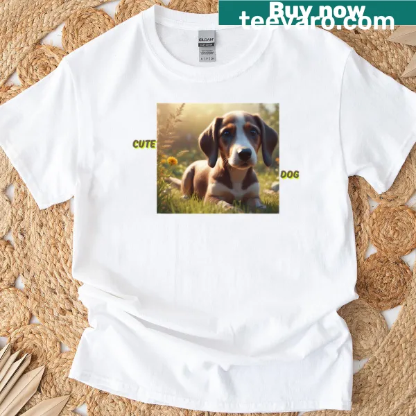 Cute oversized t-shirt featuring an illustration of a dog