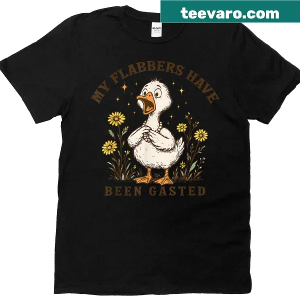 Funny T-shirt with the phrase about 'flabbers have been gasted' and floral design.