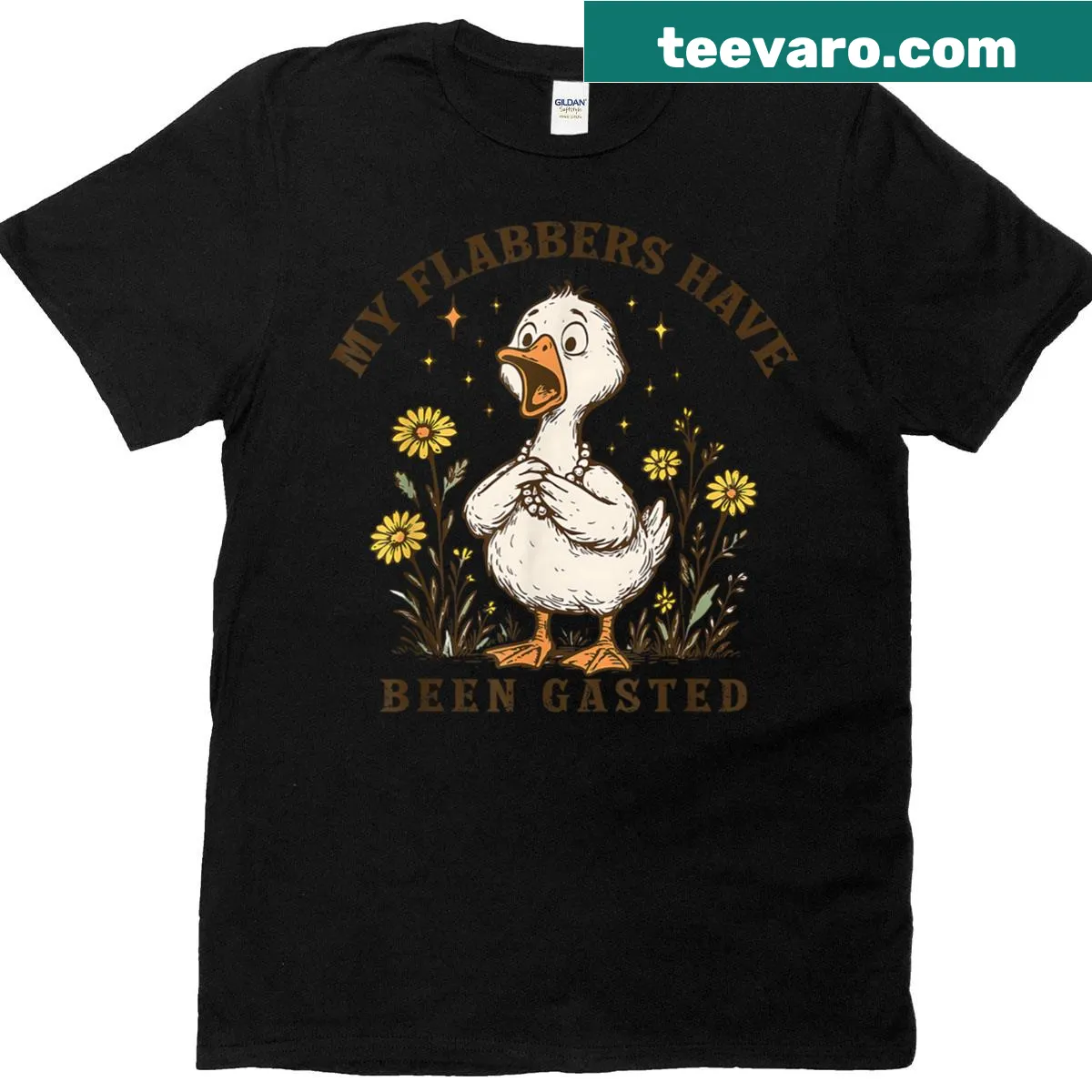 Funny T-shirt with the phrase about 'flabbers have been gasted' and floral design. — on a men's t-shirt