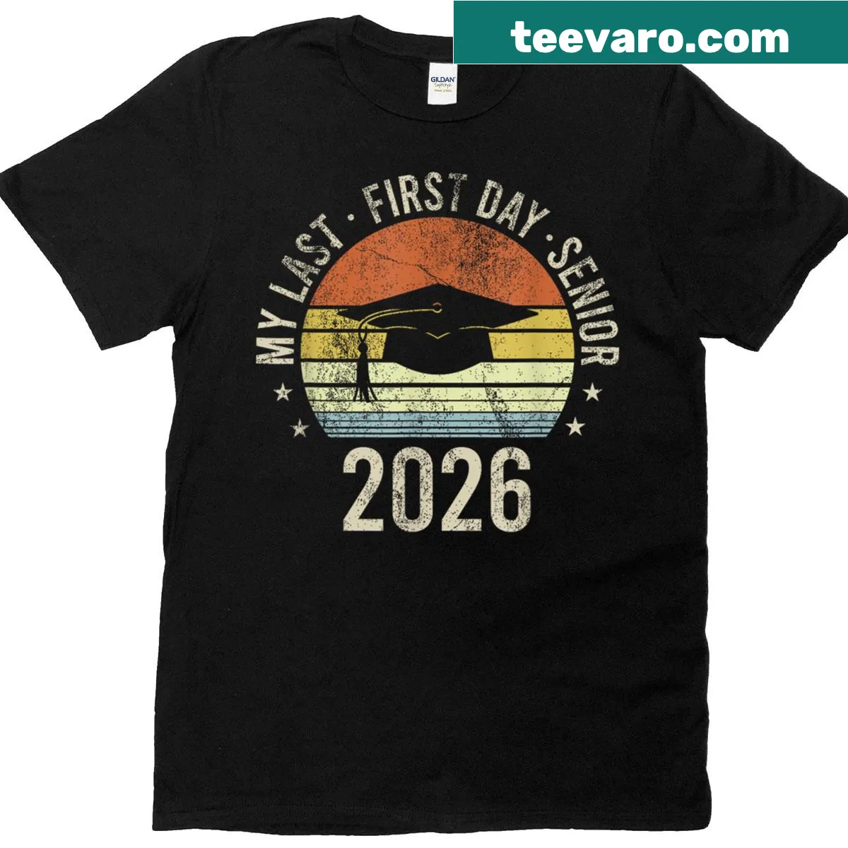Sentimental t-shirt for seniors featuring 'My Last First Day' design — on a men's t-shirt