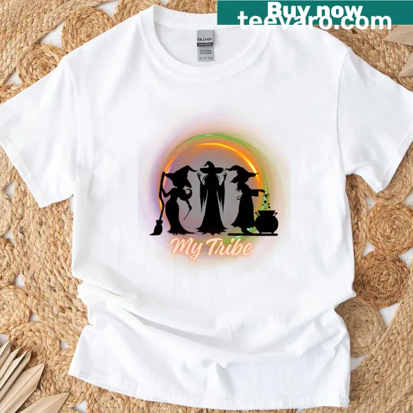 Witch-themed design featuring three witches and festive text