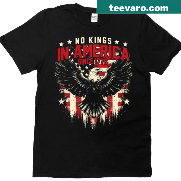 Vintage USA flag design with the phrase 'No Kings In America Since 1776'