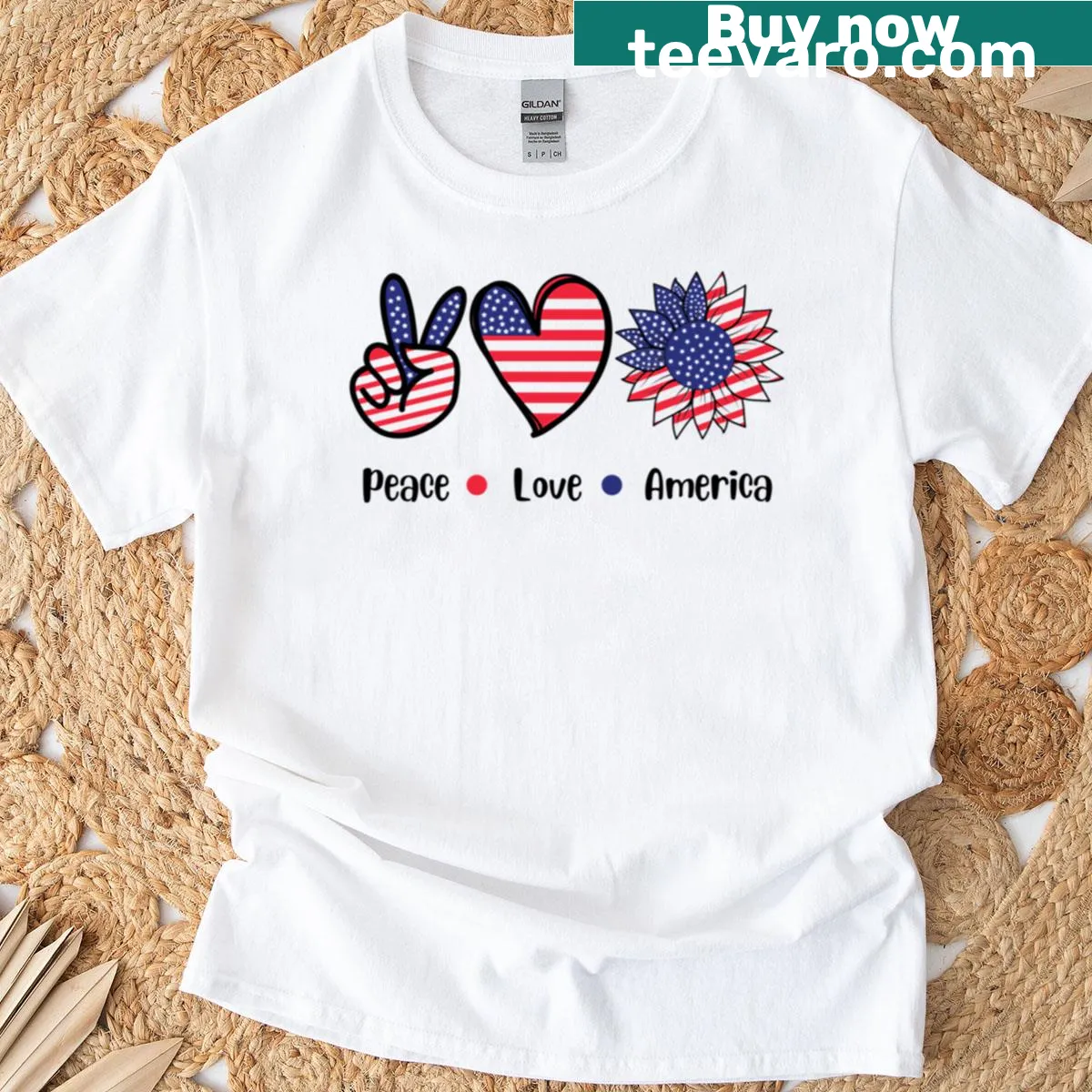 Sunflower and USA flag illustration on a t-shirt — on a men's t-shirt