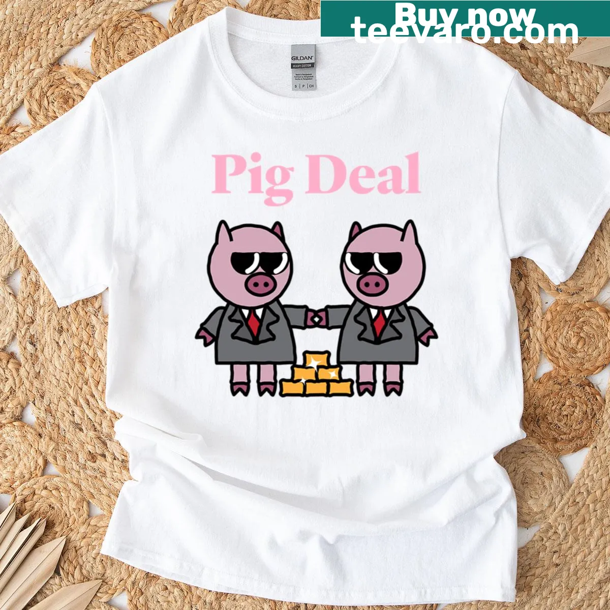 Funny t-shirt featuring a pun about pigs — on a men's t-shirt