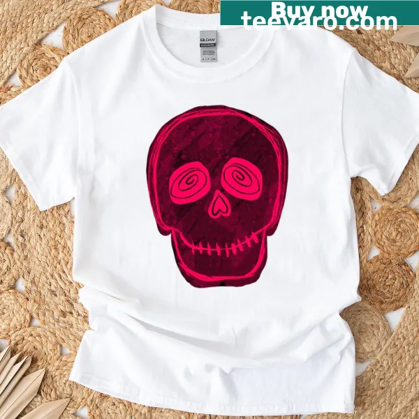 Oversized T-shirt with playful pink skeleton graphic