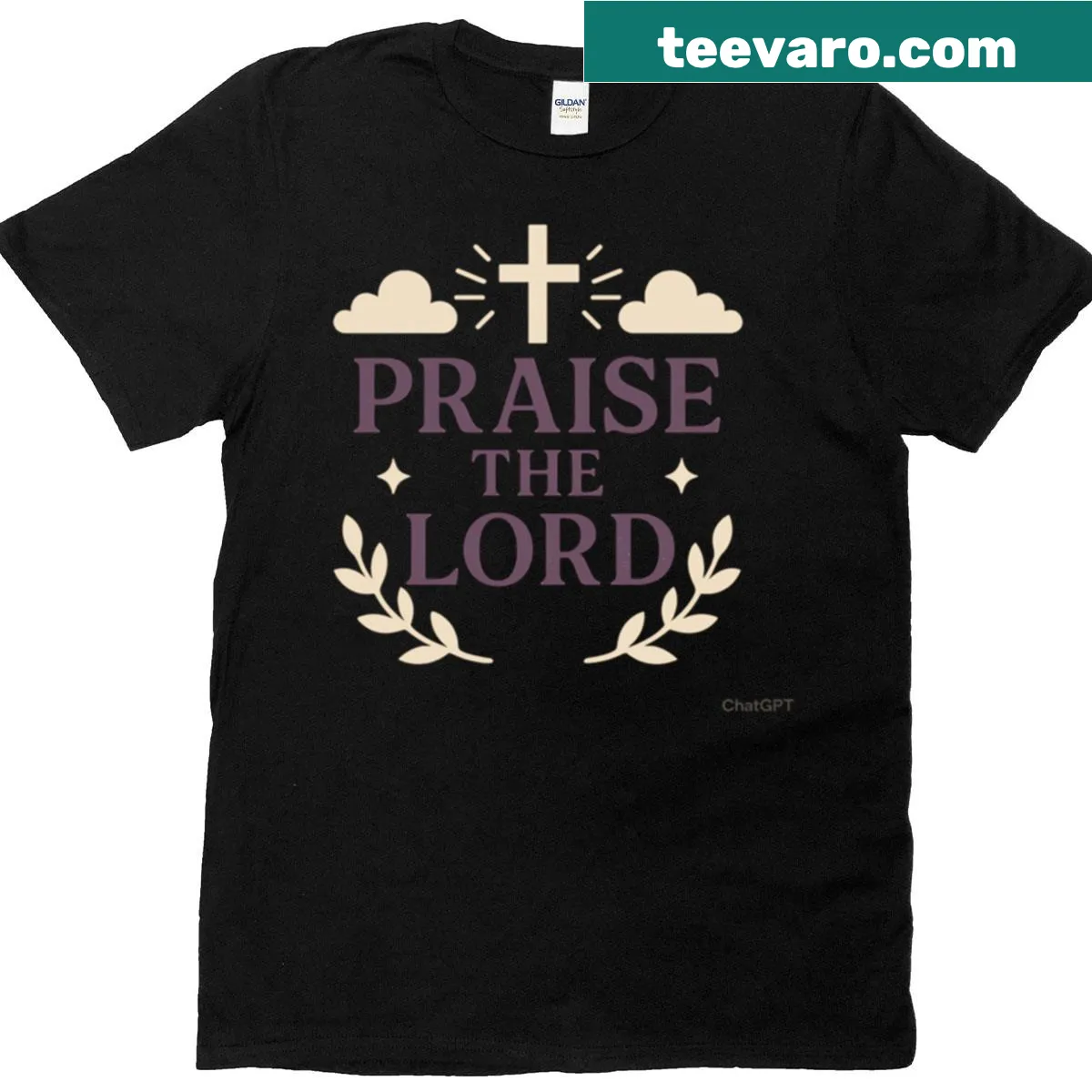 Praise The Lord text design on a T-shirt — on a men's t-shirt