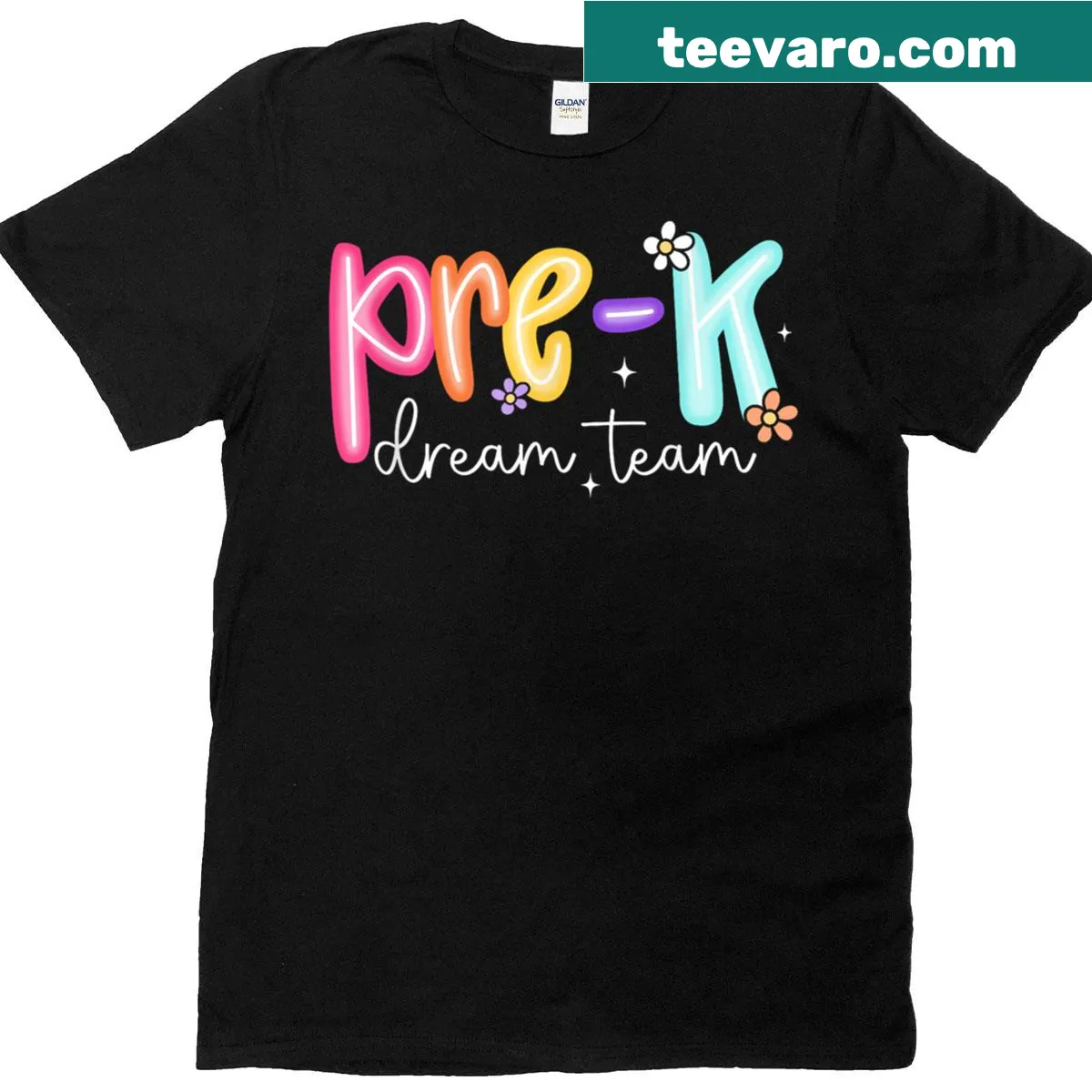 Illustrative Pre-k Dream Team T-shirt for preschool teachers — on a men's t-shirt