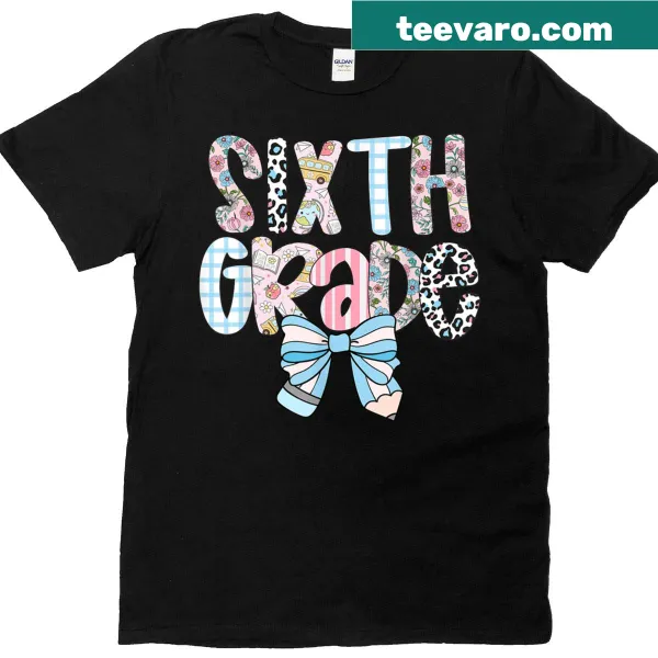Charming Preppy Sixth Grade Coquette t-shirt with daisy bow design