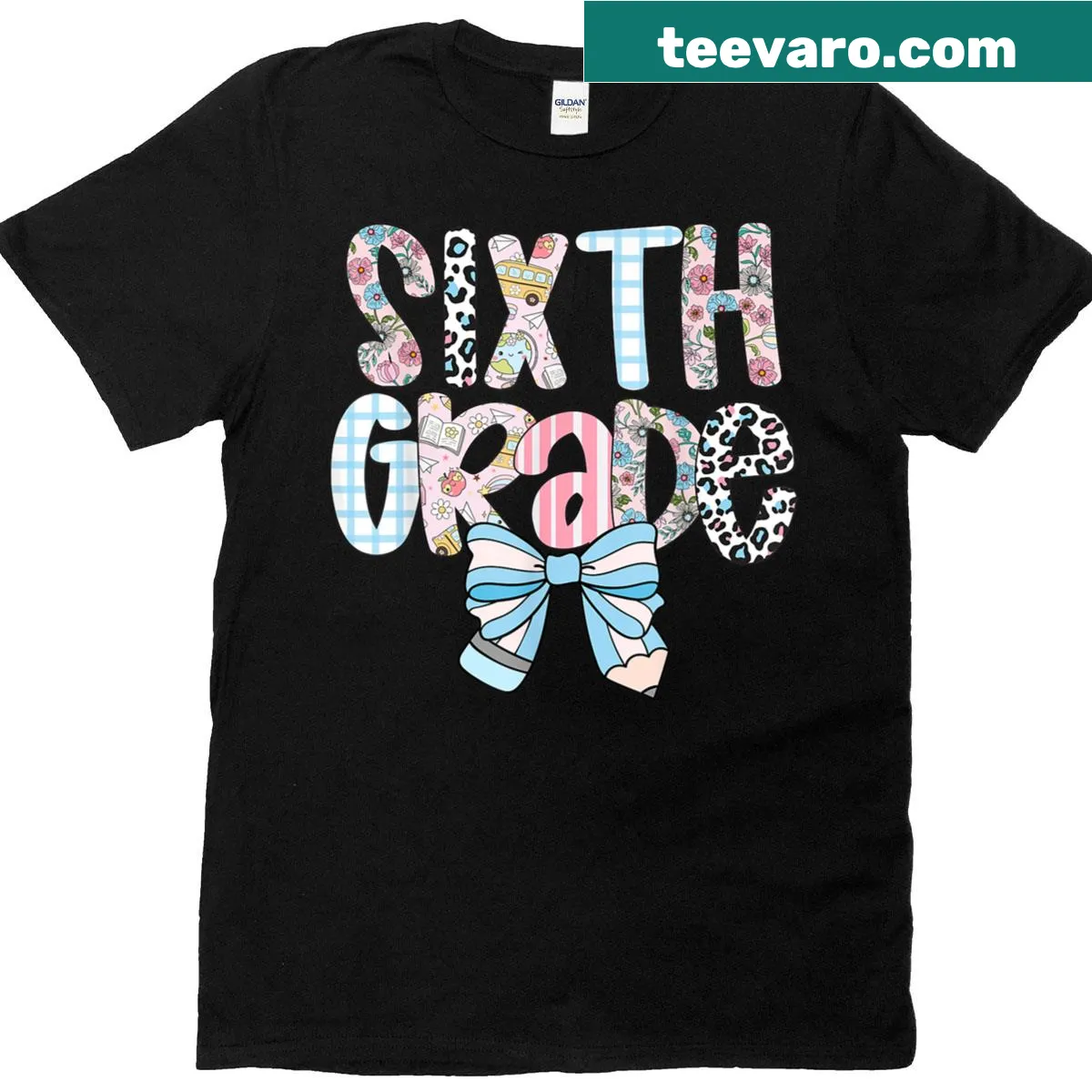 Charming Preppy Sixth Grade Coquette t-shirt with daisy bow design — on a men's t-shirt