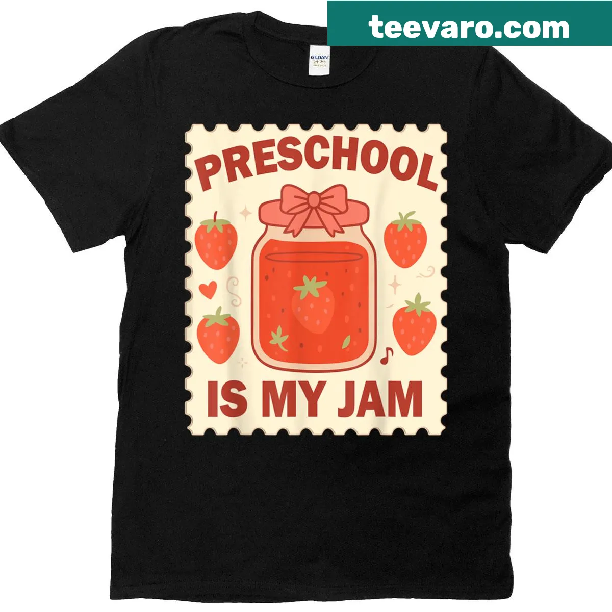 Cute teacher T-shirt with strawberry design and bow — on a men's t-shirt