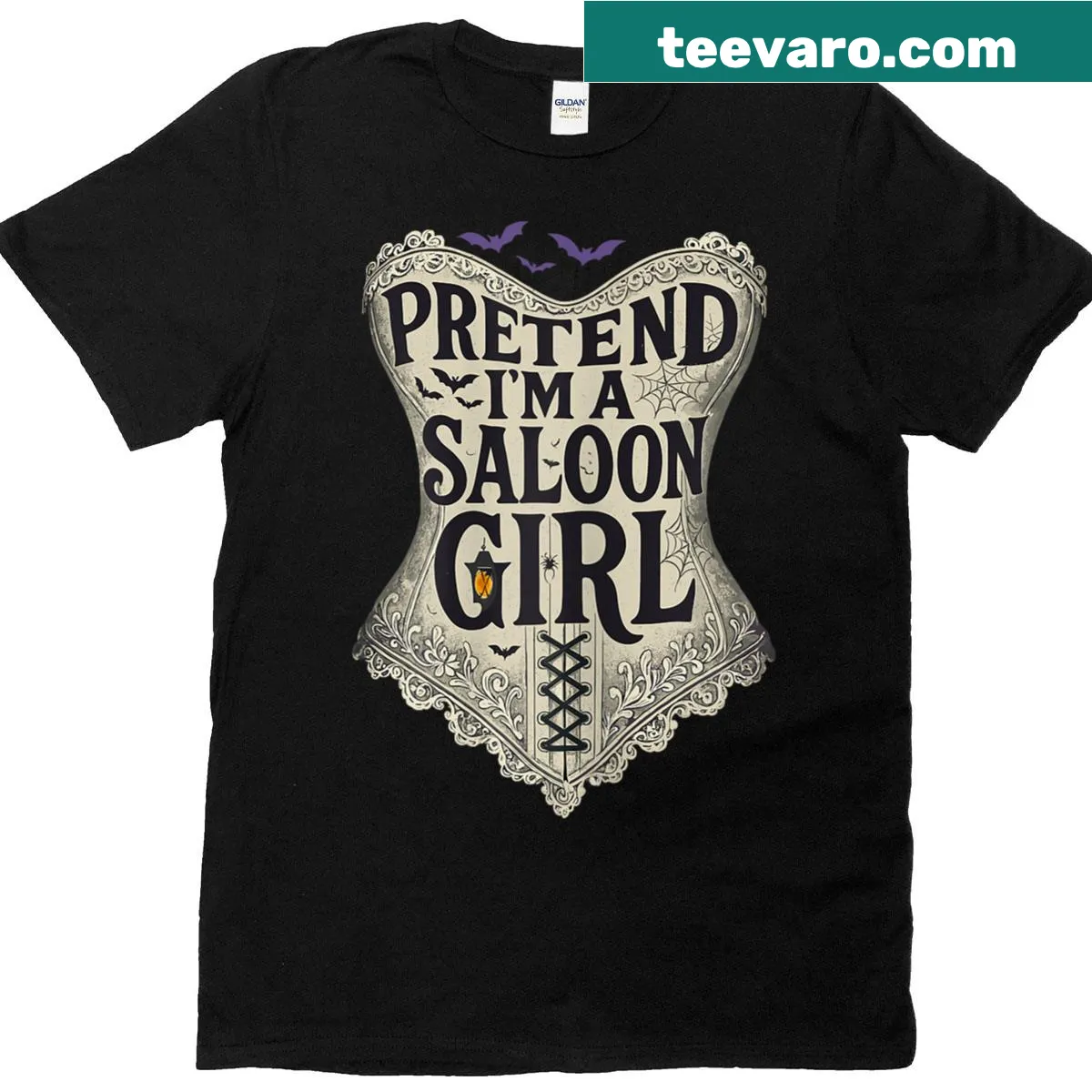 Illustration of a saloon girl on Halloween T-shirt — on a men's t-shirt