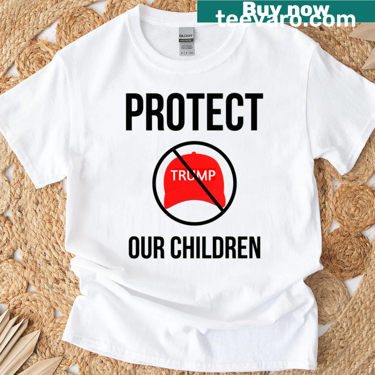 Oversized T-shirt with 'Protect Our Children' message — on a men's t-shirt