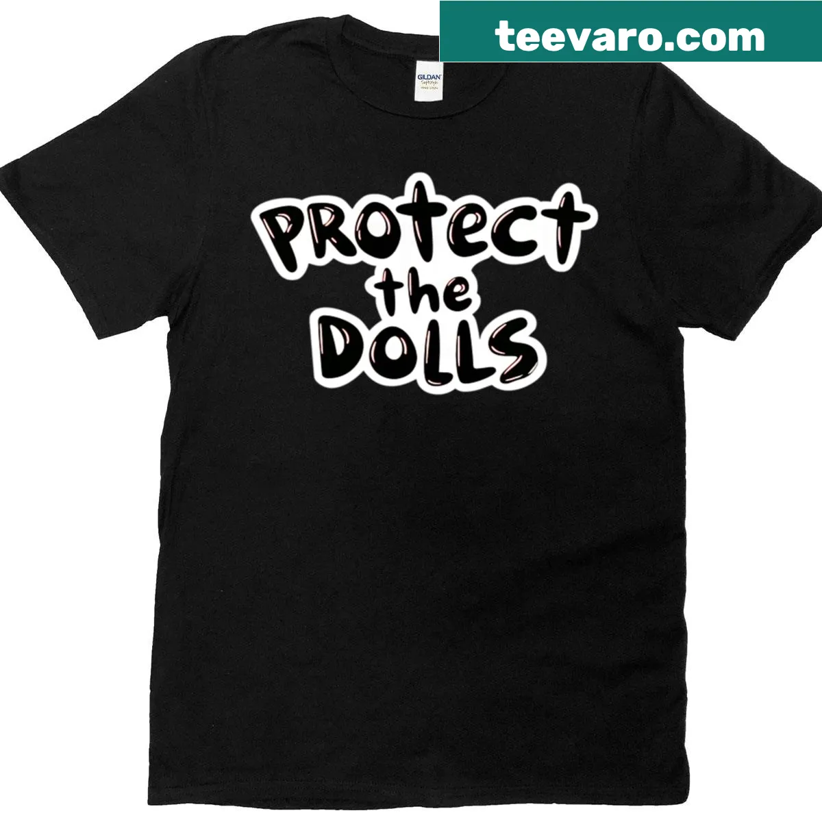 Illustrative T-shirt with the phrase 'Protect The Dolls' — on a men's t-shirt