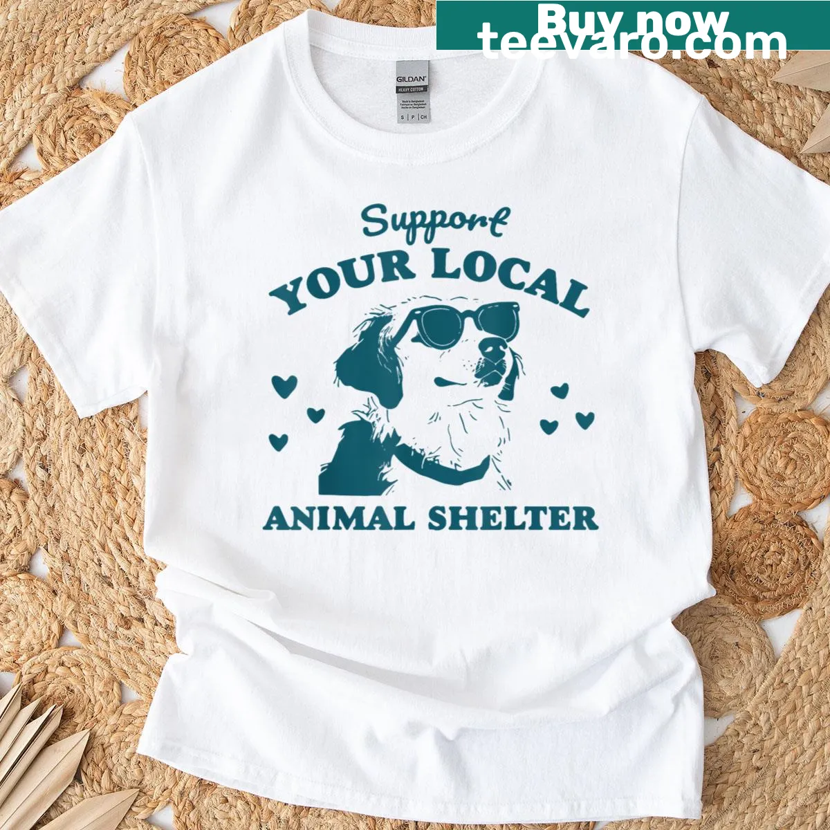 Classic T-shirt with a message supporting local animal shelters. — on a men's t-shirt