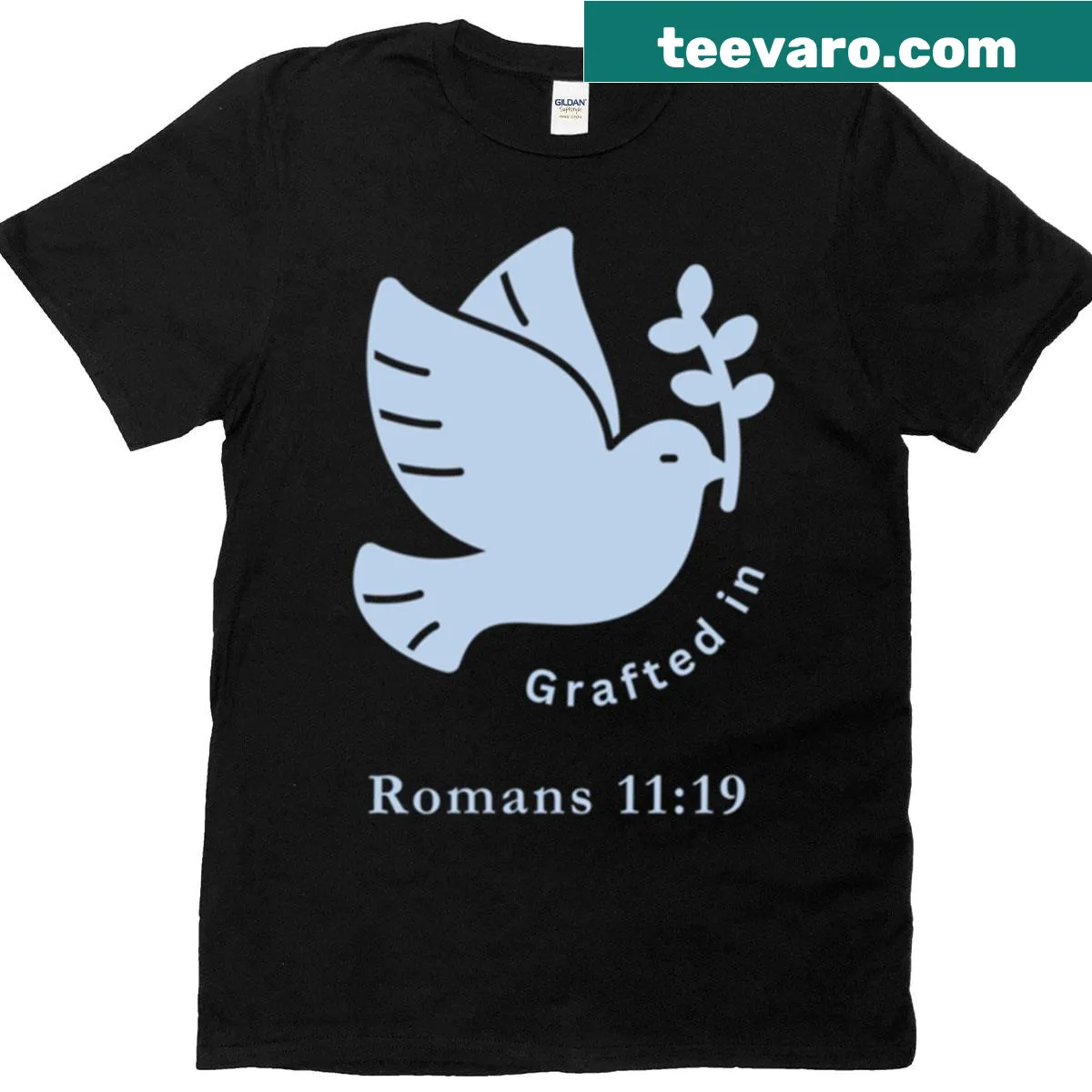 Biblical Romans 11:19 t-shirt with bold typography — on a men's t-shirt