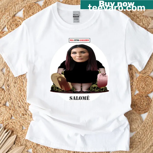 Illustrated T-shirt featuring Salom and his band in a bold graphic
