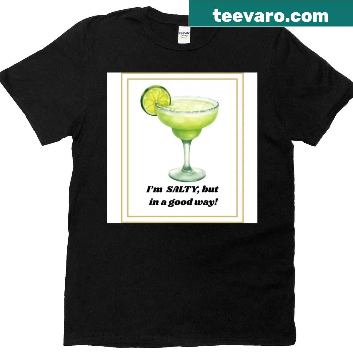 Funny T-shirt featuring a margarita cocktail pun — on a men's t-shirt