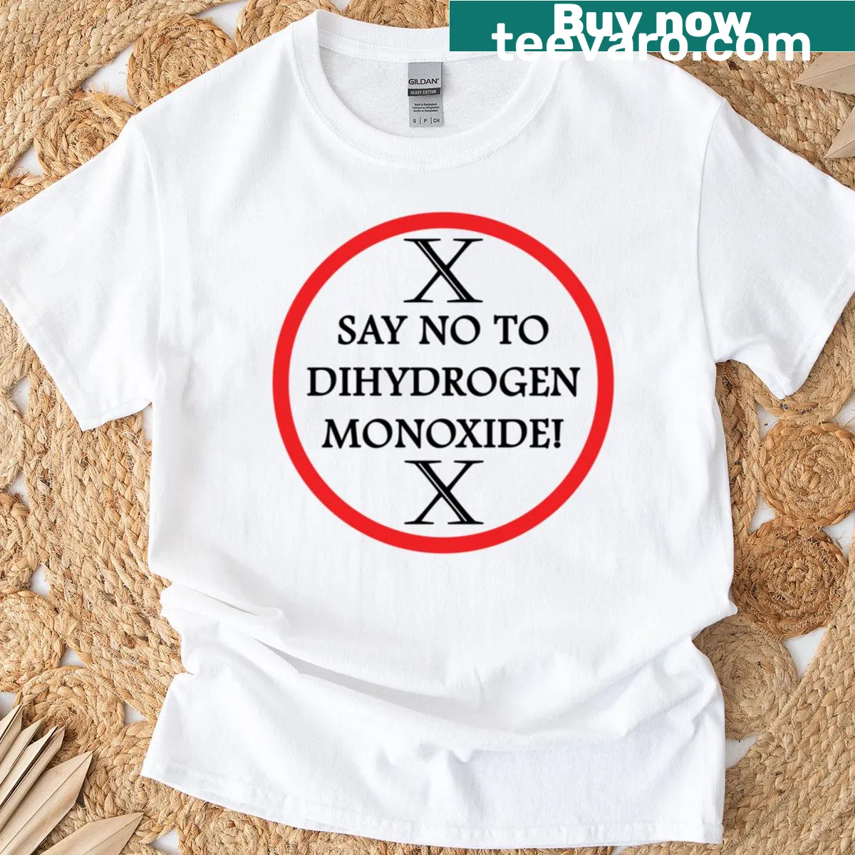 T-shirt with the phrase "Say No To Dihydrogen Monoxide" — on a men's t-shirt