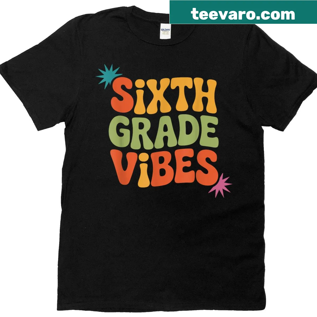 Groovy t-shirt for kids celebrating sixth grade — on a men's t-shirt