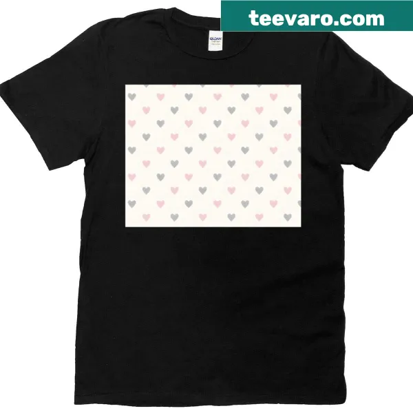 T-shirt with a seamless pattern of soft pastel hearts
