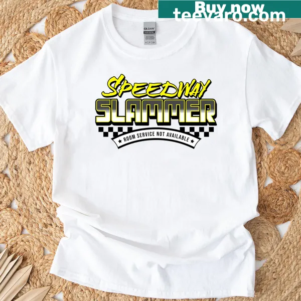 Racing-themed t-shirt featuring a dynamic vehicle design