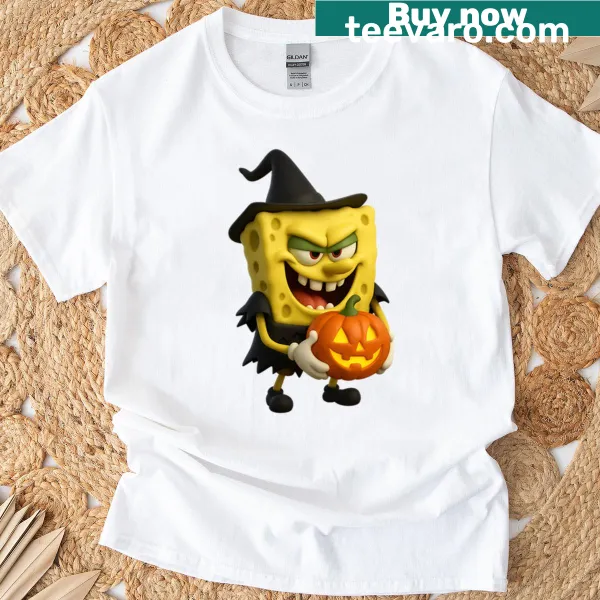 Oversized t-shirt featuring Spongebob in a witch dress silhouette
