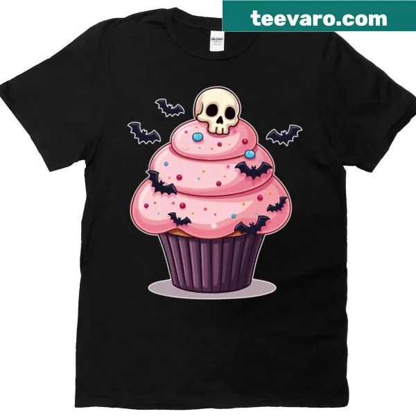 Cartoon spooky candy cupcake design on a t-shirt