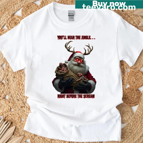 Spooky Santa illustration on a T-shirt