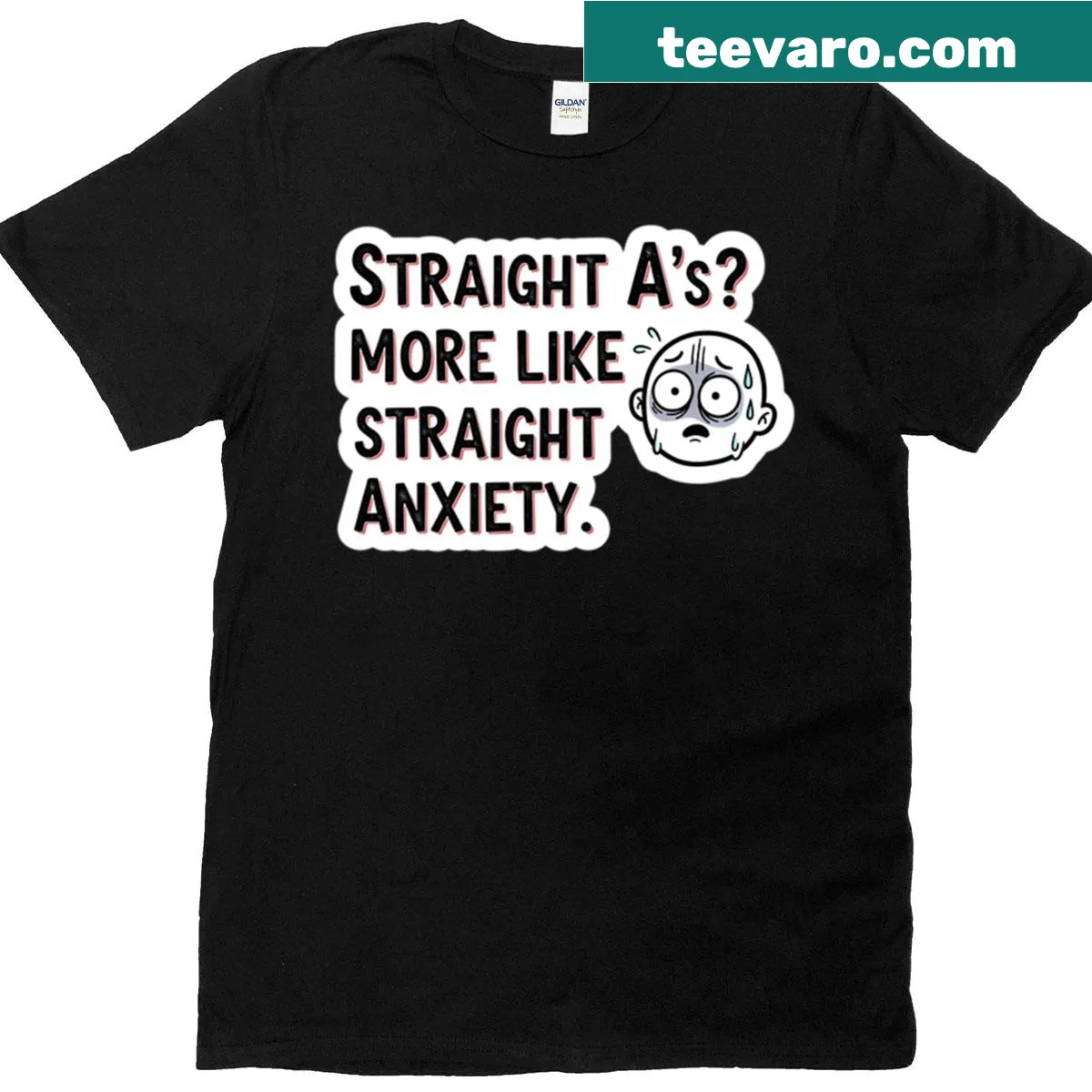 Witty text design about academic pressure on a t-shirt — on a men's t-shirt