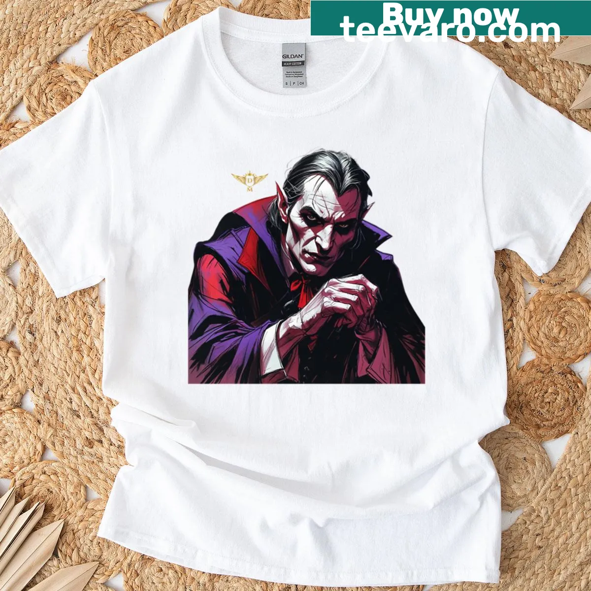 Gothic vampire art design on a T-shirt — on a men's t-shirt