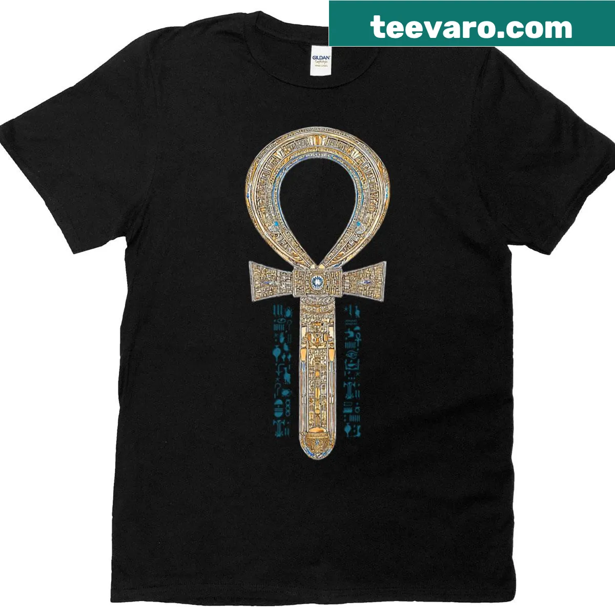 Illustrative t-shirt featuring the Key of Life, ankh symbol from Egypt. — on a men's t-shirt