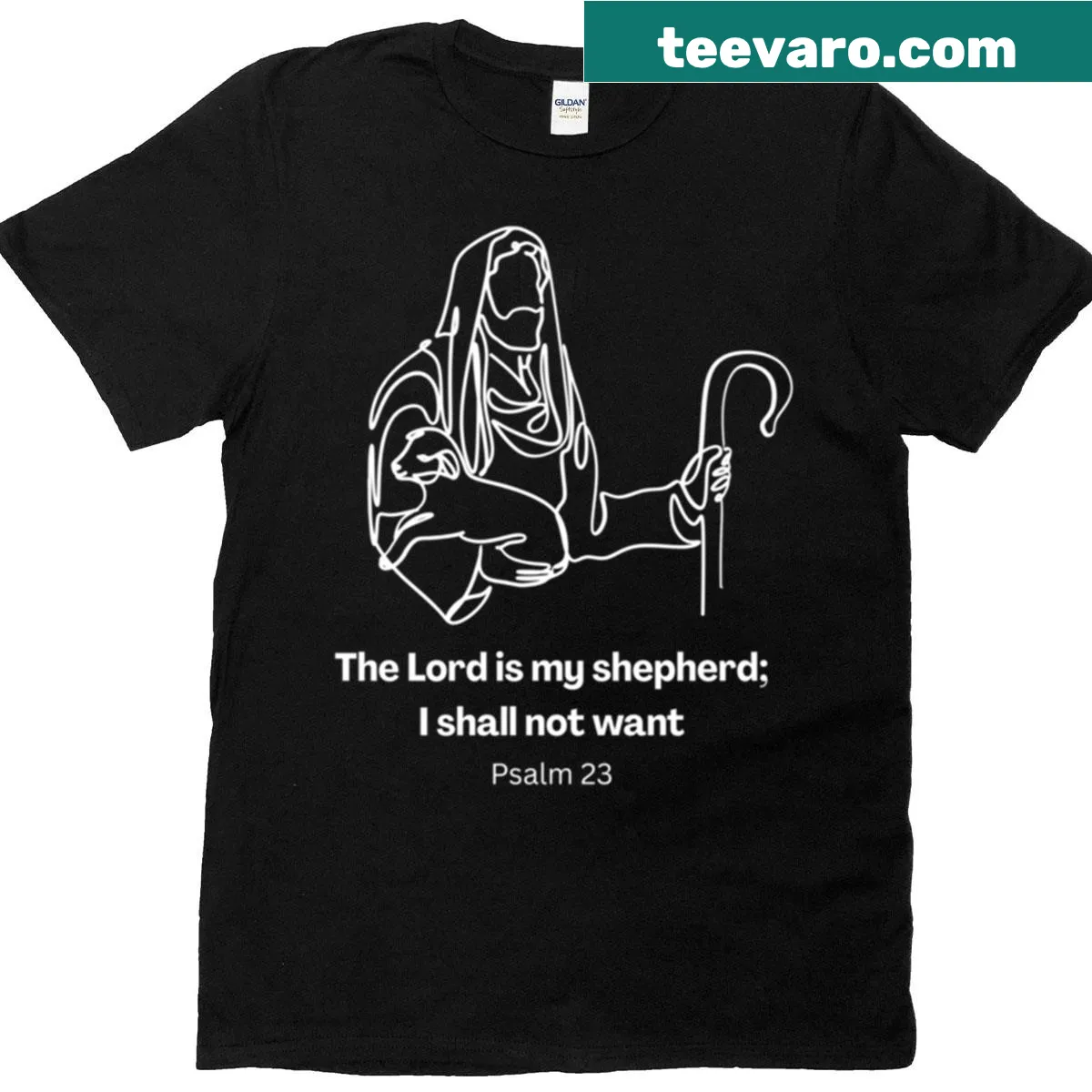 Inspirational faith t-shirt with 'The Lord Is My Shepherd' text — on a men's t-shirt