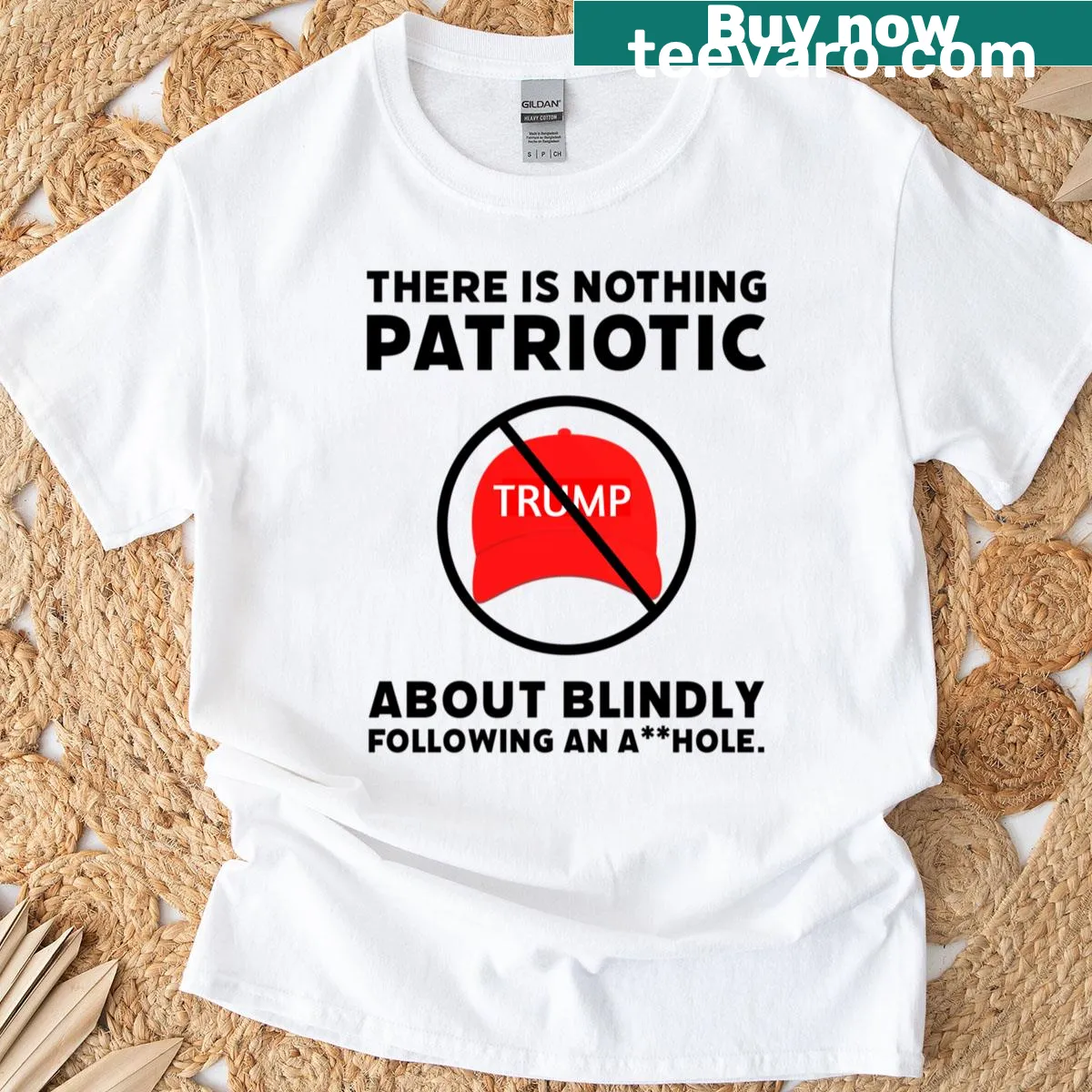 Provocative text on a t-shirt about patriotism — on a men's t-shirt