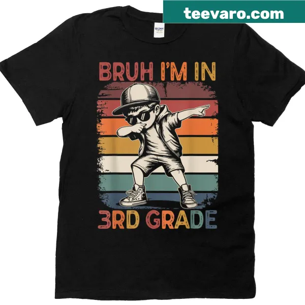 Cartoon dabbing boy graphic with humorous school phrase