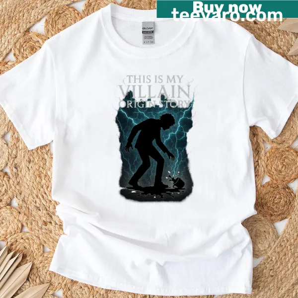Edgy T-shirt featuring a villain origin story design.