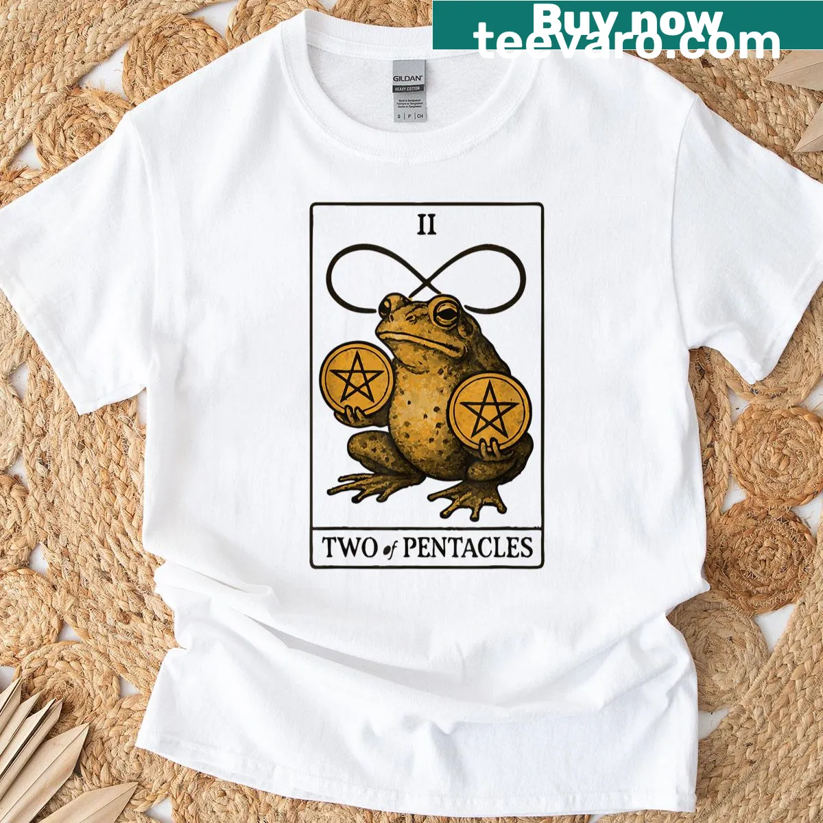 Tarot card-inspired T-shirt featuring a Toad illustration — on a men's t-shirt