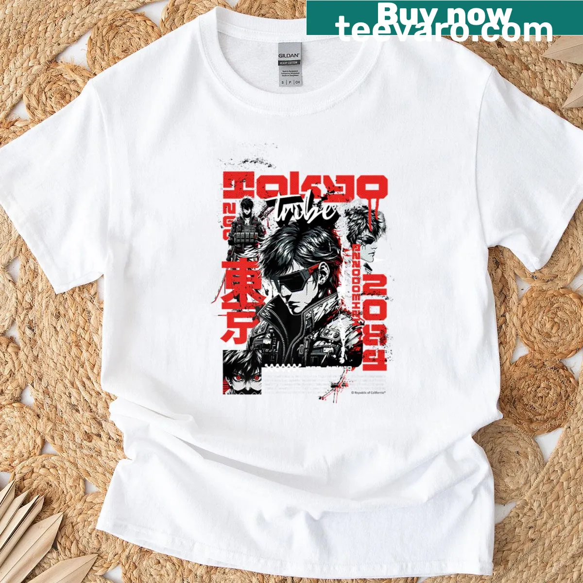 Retro anime cyberpunk graphic on a T-shirt — on a men's t-shirt