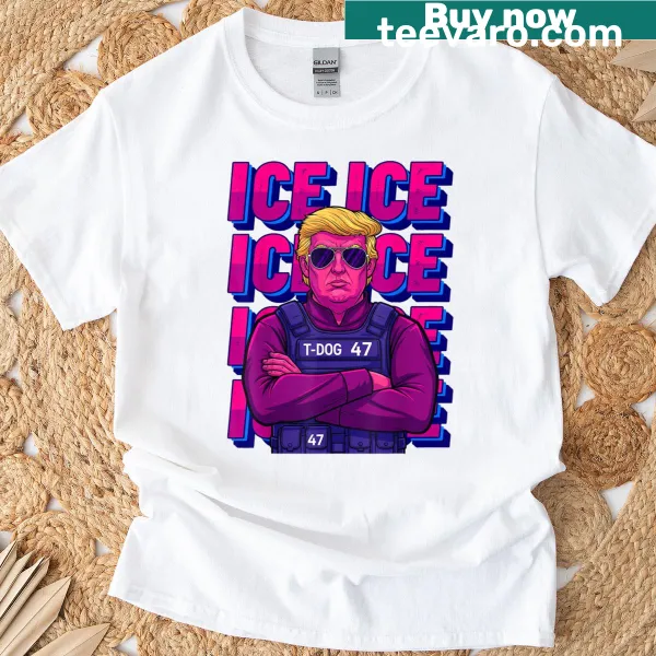 Text T-shirt for men stating 'Trump ICE Agent' in bold letters