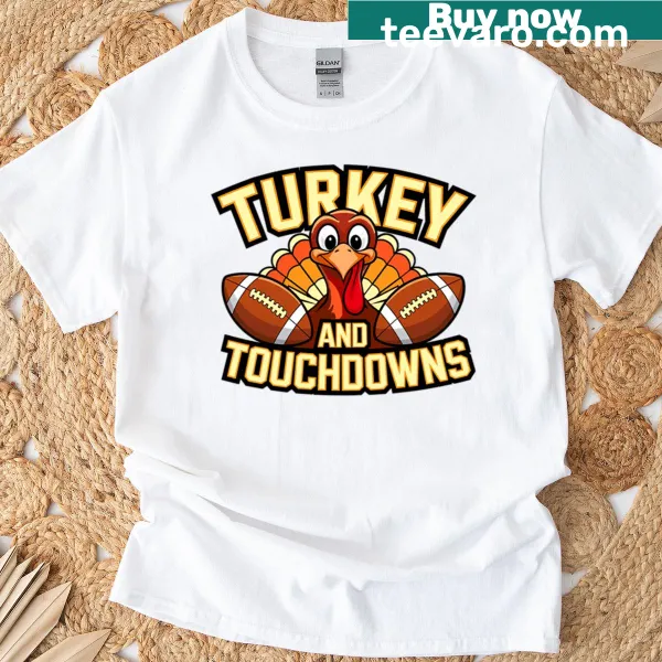 Turkey and football themed graphic on a T-shirt