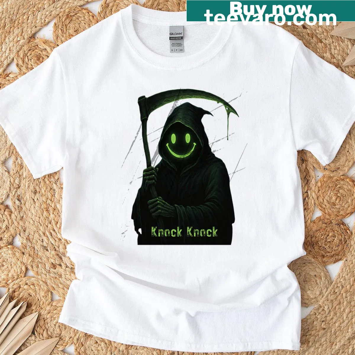 Reaper design oversized T-shirt — on a men's t-shirt