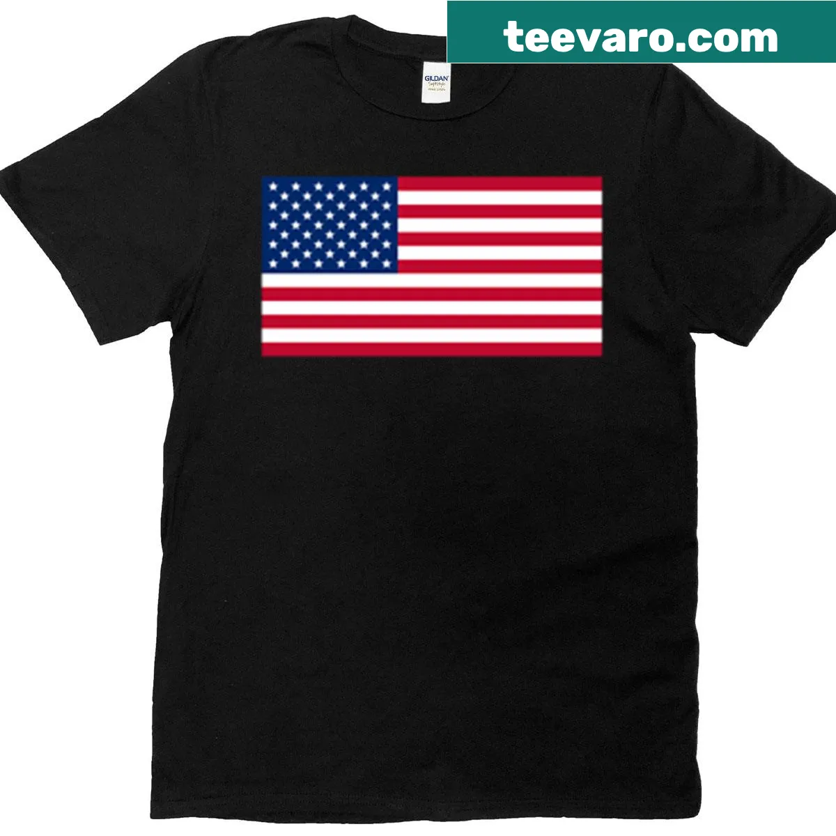 USA flag design T-shirt for patriotic celebrations and everyday wear. — on a men's t-shirt