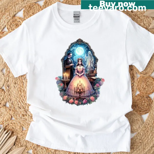 Victorian-inspired T-shirt with a moonlit manifestation design