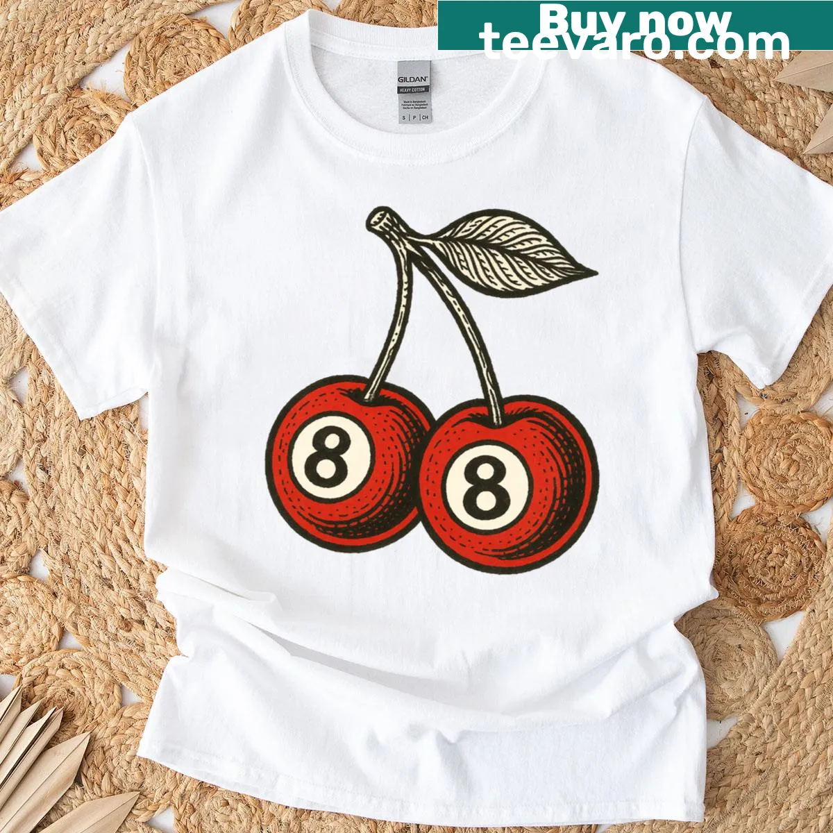 Vintage design T-shirt featuring a Cherry 8-ball graphic — on a men's t-shirt