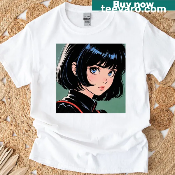 Adorable vintage anime girl T-shirt design.