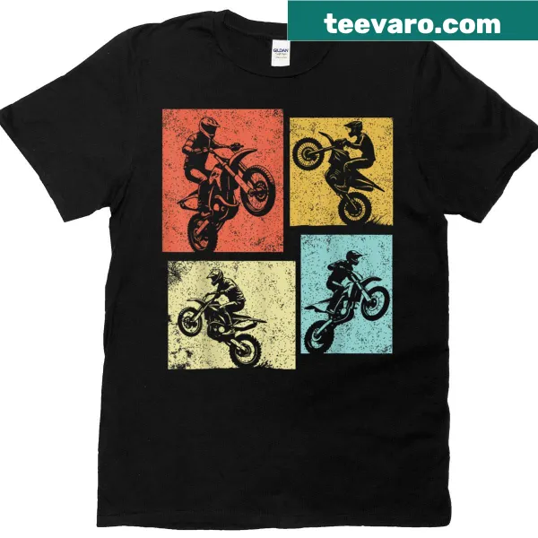 Vintage dirt bike rider t-shirt with retro design