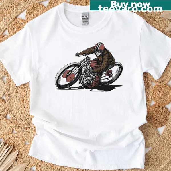 Vintage biker t-shirt featuring a classic motorcycle graphic